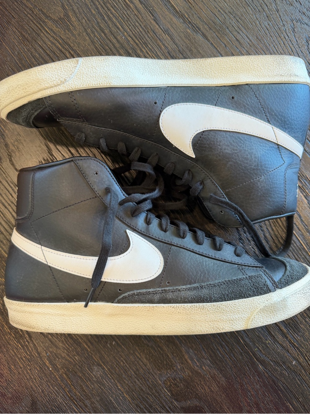 Nike Blazer Mid '77 Vintage Mens Size 14 Black Athletic Leather Shoes Used